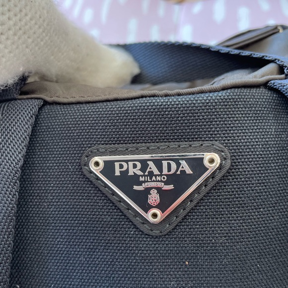 PRADA DOUBLE BUCKLE SMALL BACKPACK TESSUTO BLACK/DARK GREEN - Picture 8 of 12
